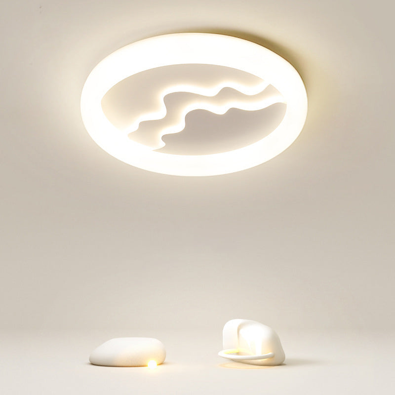 Minimalist LED Flush Mount Acrylic Round Ceiling Flush in White Finish