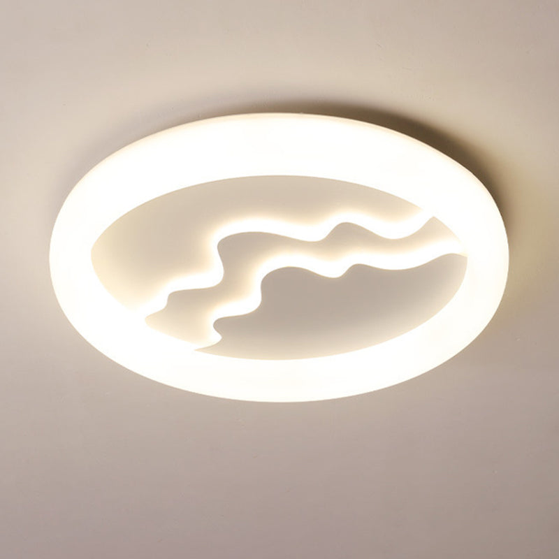 Minimalist LED Flush Mount Acrylic Round Ceiling Flush in White Finish