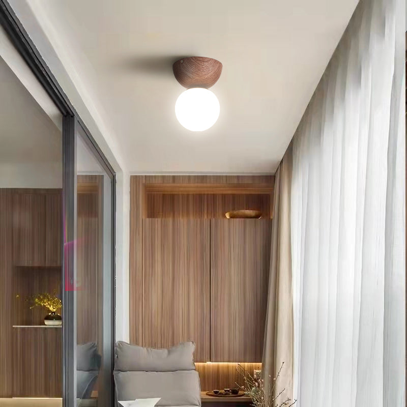 Modern Simple Ceiling Lamp Geometry Shape Wood Grain Ceiling Light for Bedroom