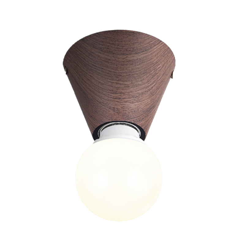 Modern Simple Ceiling Lamp Geometry Shape Wood Grain Ceiling Light for Bedroom