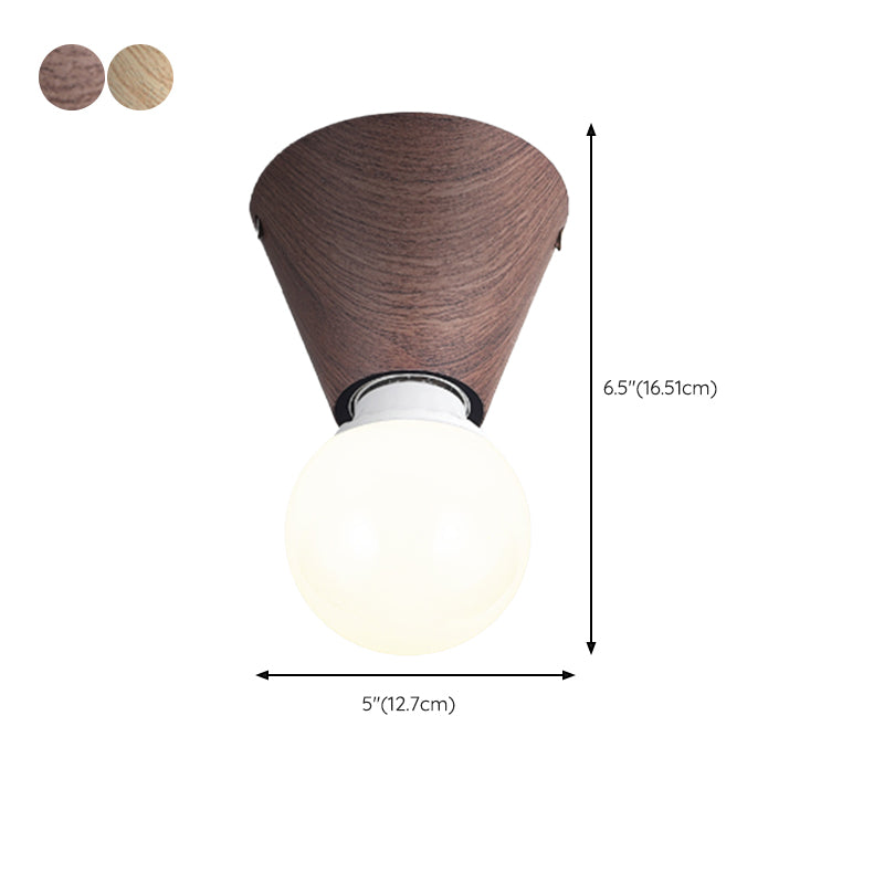 Modern Simple Ceiling Lamp Geometry Shape Wood Grain Ceiling Light for Bedroom