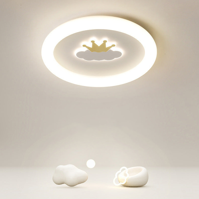 Round 1 - Light LED Flush Mount Light Kids Style Metal and Acrylic Ceiling Flush