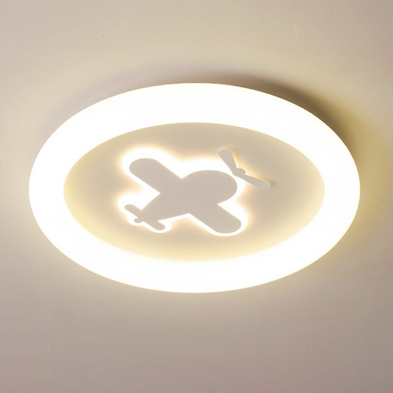 Round 1 - Light LED Flush Mount Light Kids Style Metal and Acrylic Ceiling Flush