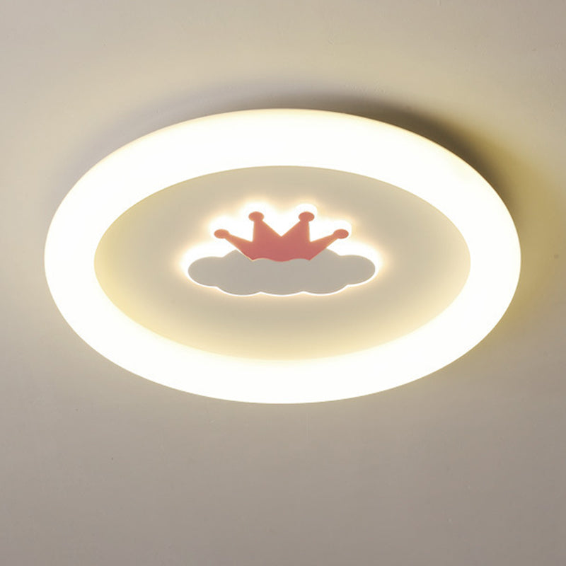 Round 1 - Light LED Flush Mount Light Kids Style Metal and Acrylic Ceiling Flush