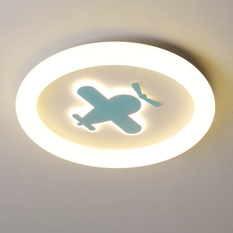 Round 1 - Light LED Flush Mount Light Kids Style Metal and Acrylic Ceiling Flush