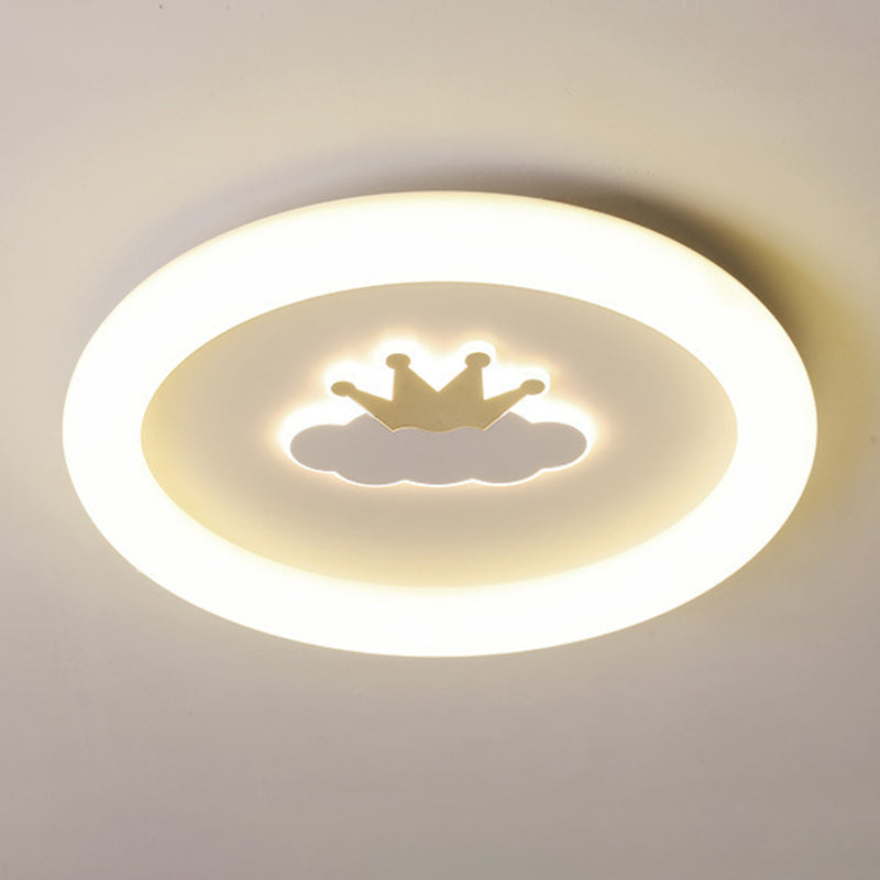 Round 1 - Light LED Flush Mount Light Kids Style Metal and Acrylic Ceiling Flush