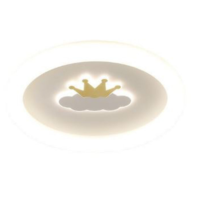 Round 1 - Light LED Flush Mount Light Kids Style Metal and Acrylic Ceiling Flush