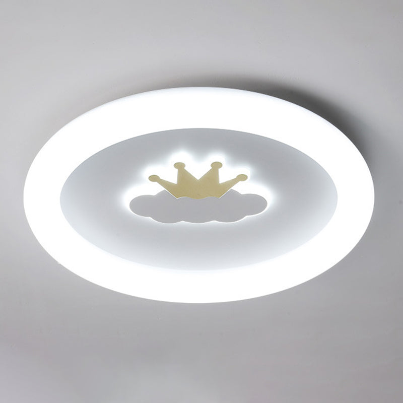 Round 1 - Light LED Flush Mount Light Kids Style Metal and Acrylic Ceiling Flush