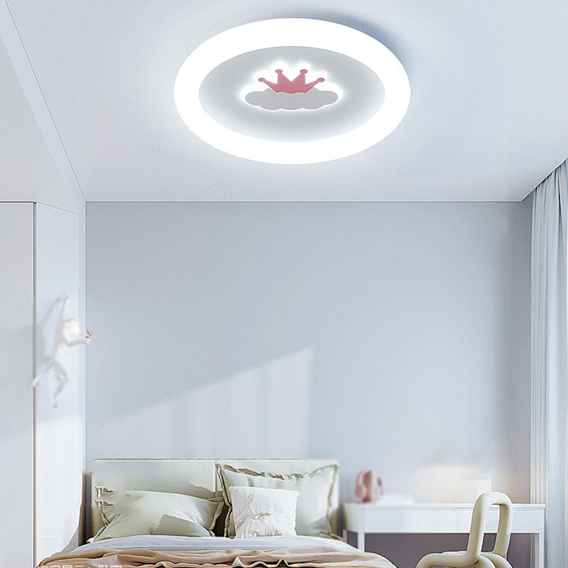 Round 1 - Light LED Flush Mount Light Kids Style Metal and Acrylic Ceiling Flush