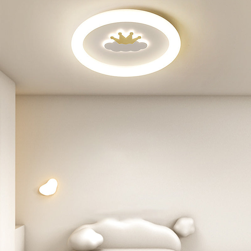 Round 1 - Light LED Flush Mount Light Kids Style Metal and Acrylic Ceiling Flush