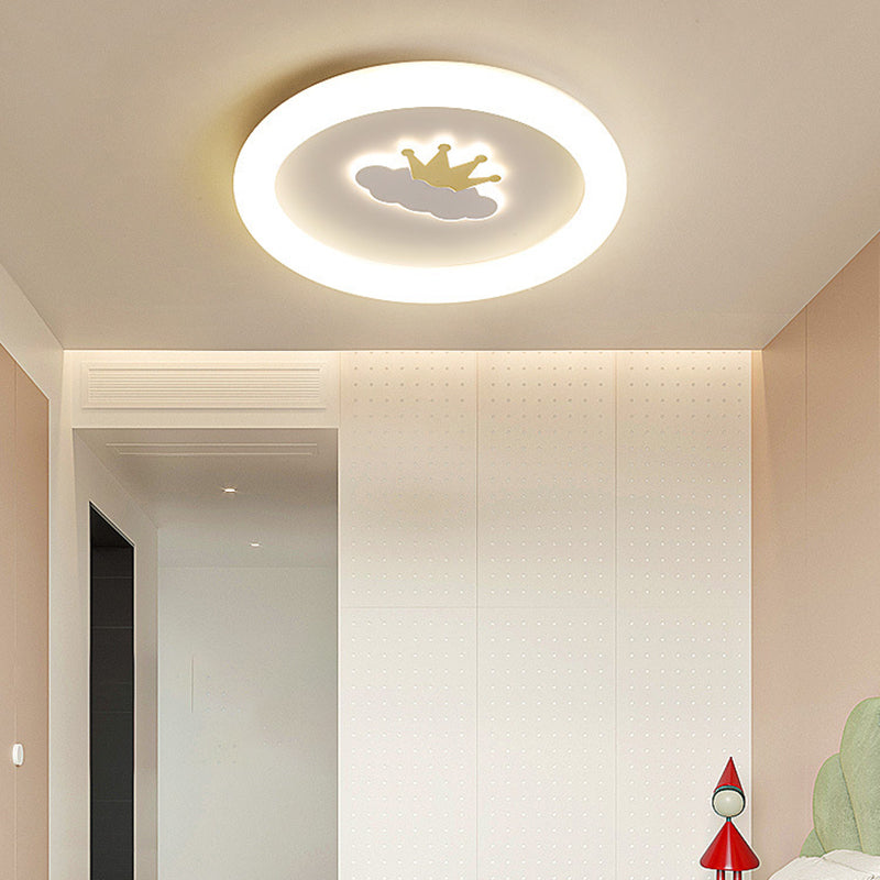 Round 1 - Light LED Flush Mount Light Kids Style Metal and Acrylic Ceiling Flush