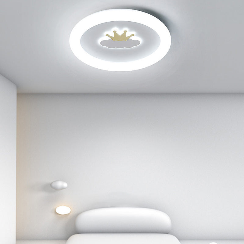 Round 1 - Light LED Flush Mount Light Kids Style Metal and Acrylic Ceiling Flush