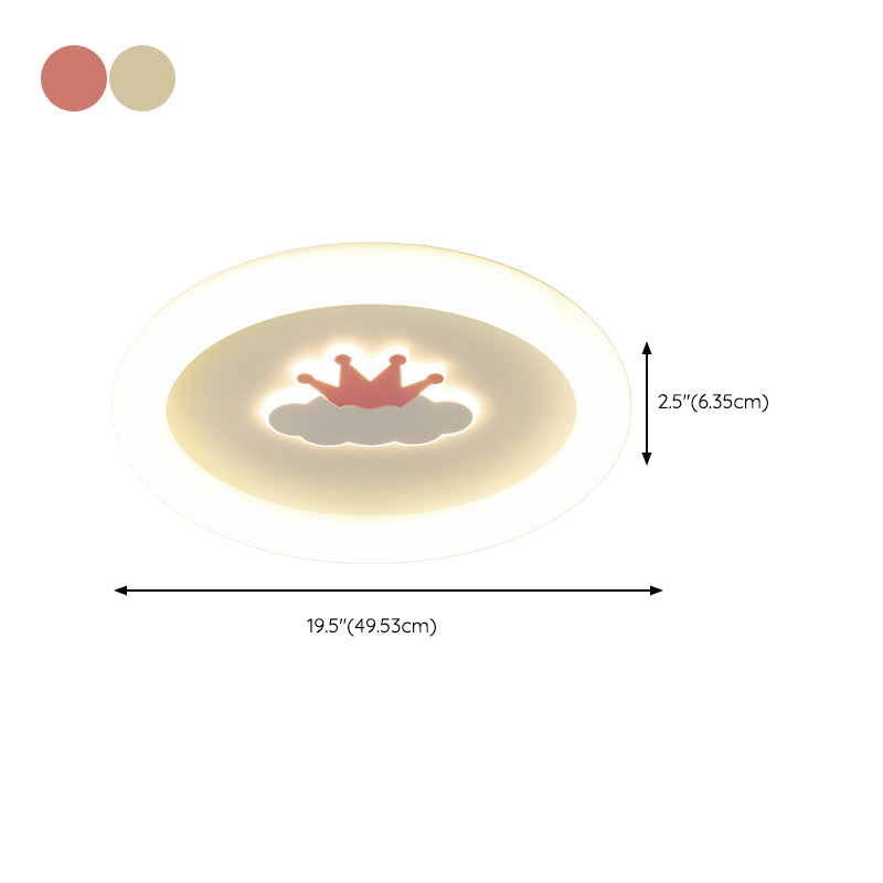 Round 1 - Light LED Flush Mount Light Kids Style Metal and Acrylic Ceiling Flush
