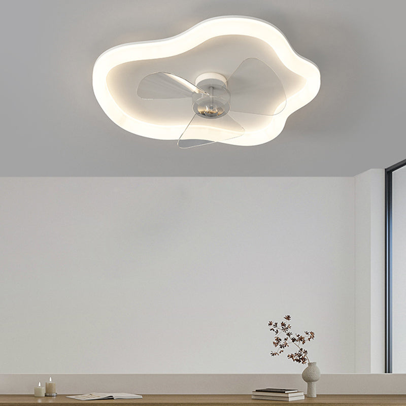 Cloud Shape 1 - Light Fan Mounted Fixture White Iron and Acrylic Ceiling Fan