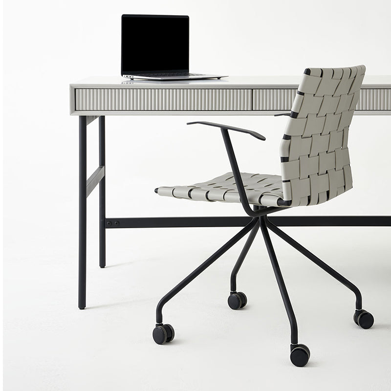 Contemporary Fixed Arms Conference Chair Gray Chair for Office