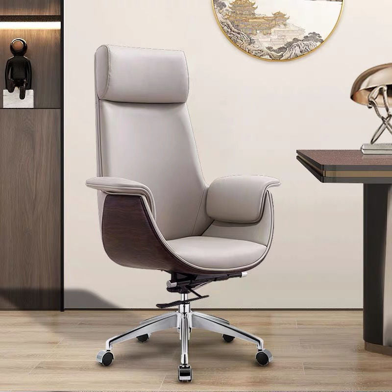 Modern Office Chair Leather Adjustable Seat Height Swivel Chair with Wheels