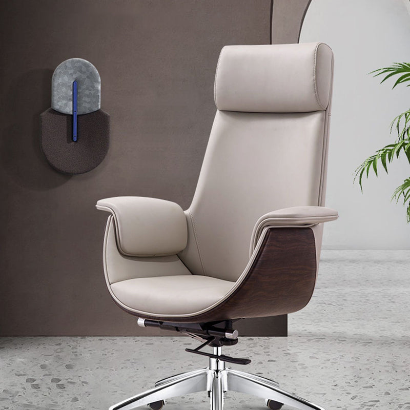 Modern Office Chair Leather Adjustable Seat Height Swivel Chair with Wheels