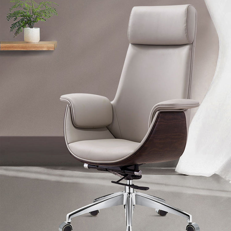 Modern Office Chair Leather Adjustable Seat Height Swivel Chair with Wheels