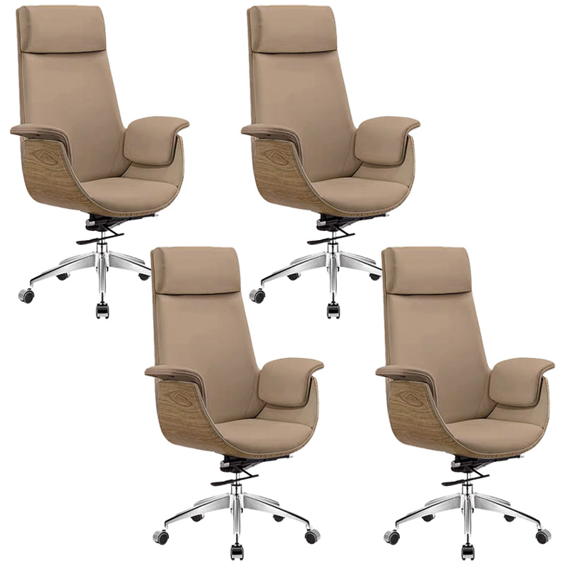 Modern Office Chair Leather Adjustable Seat Height Swivel Chair with Wheels