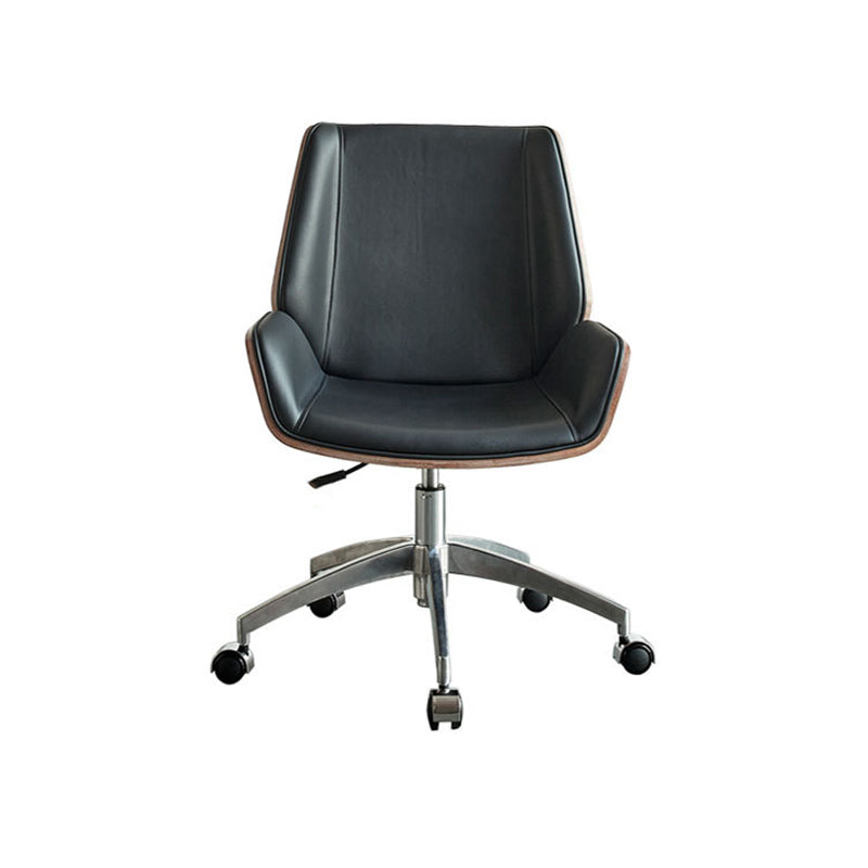 Modern Leather Swivel Chair Armless Adjustable Seat Height Office Chair with Wheels