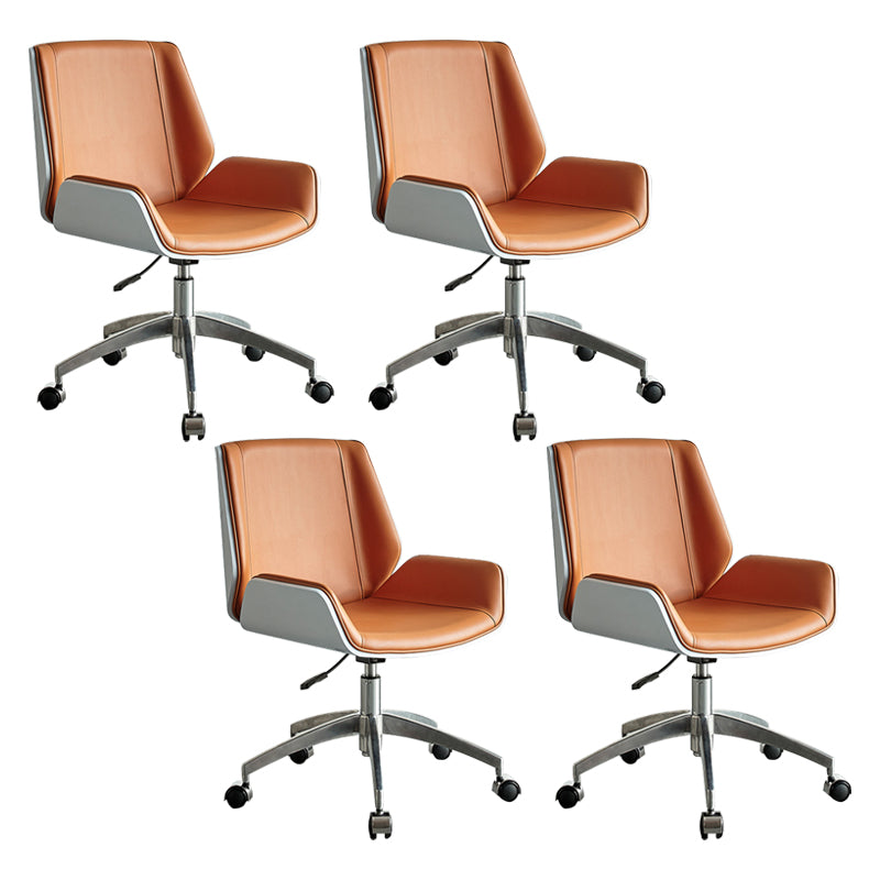 Modern Leather Swivel Chair Armless Adjustable Seat Height Office Chair with Wheels