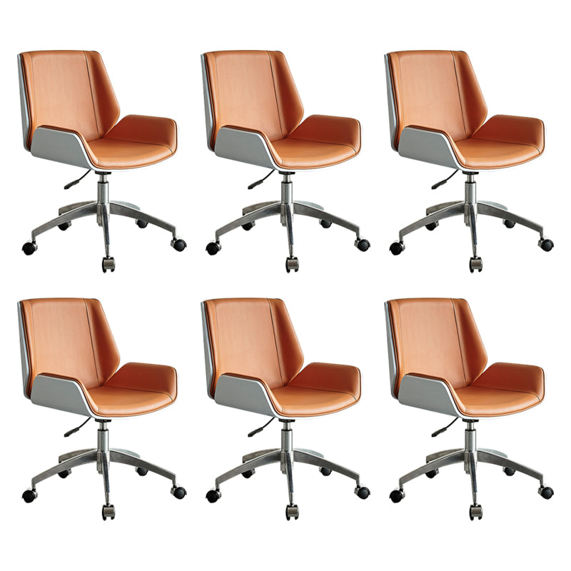 Modern Leather Swivel Chair Armless Adjustable Seat Height Office Chair with Wheels