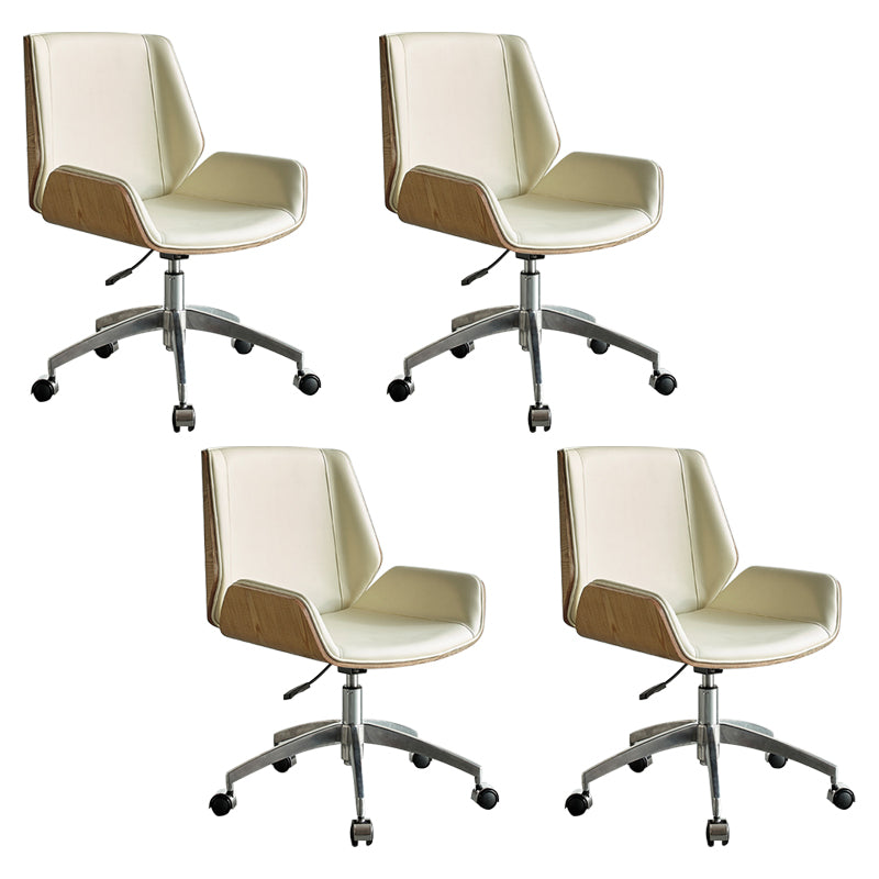 Modern Leather Swivel Chair Armless Adjustable Seat Height Office Chair with Wheels