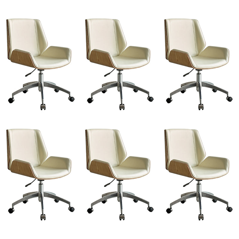 Modern Leather Swivel Chair Armless Adjustable Seat Height Office Chair with Wheels