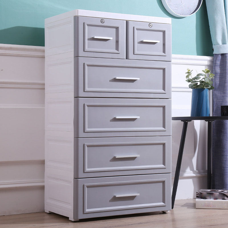 Contemporary Kids Dressers Vertical Plastic Kids Furniture with Drawers for Bedroom