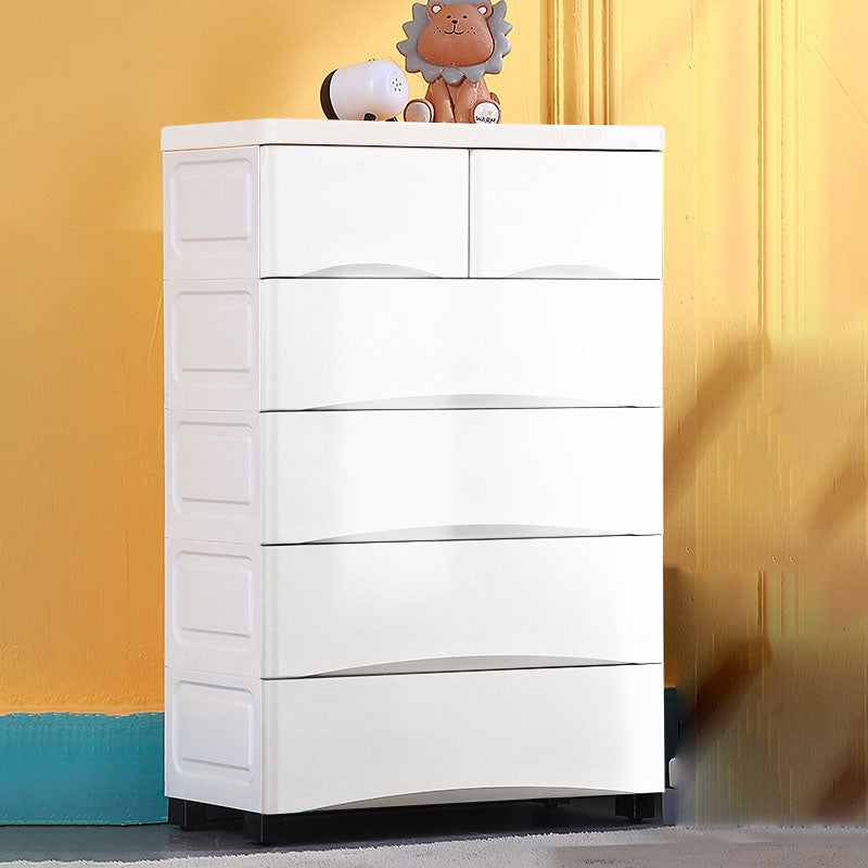 Scandinavian Nursery Dresser Plastic Kids Nightstand with 6 Drawers