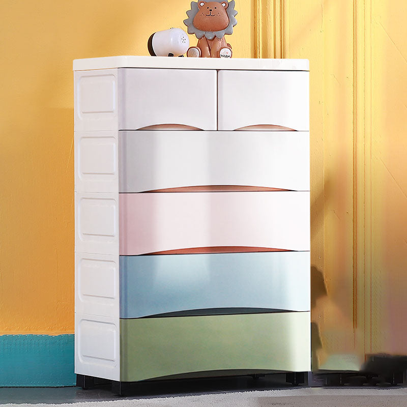 Scandinavian Nursery Dresser Plastic Kids Nightstand with 6 Drawers