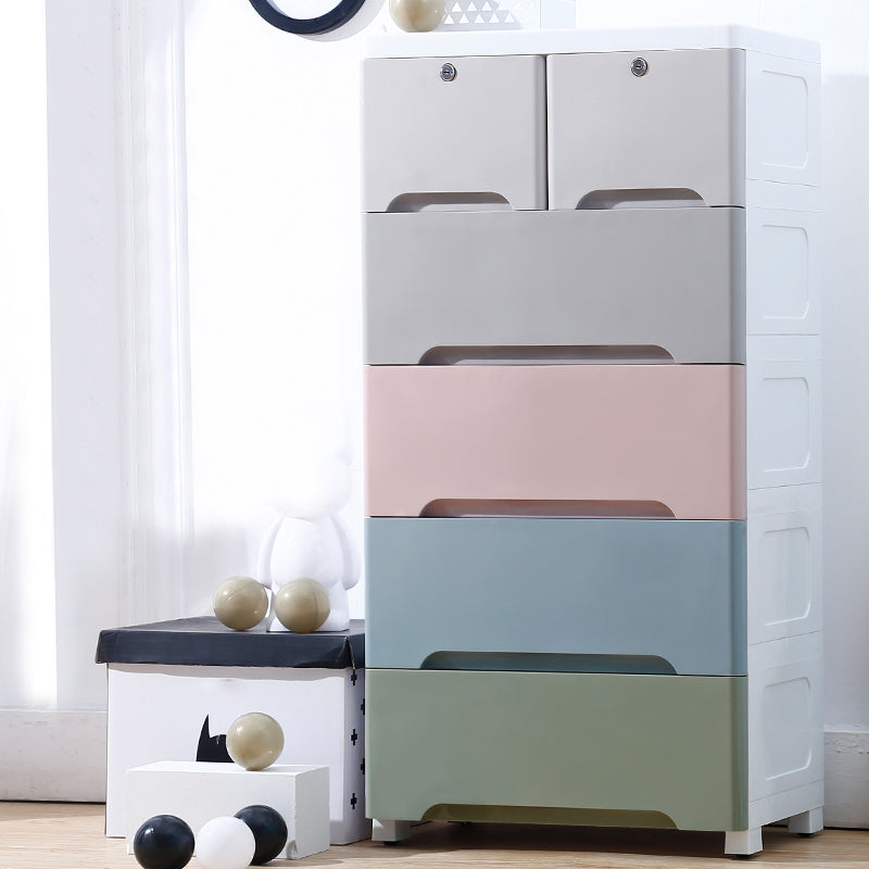 Modern Chest Dressers Plastic Kids Nightstand with 5/6 Drawers