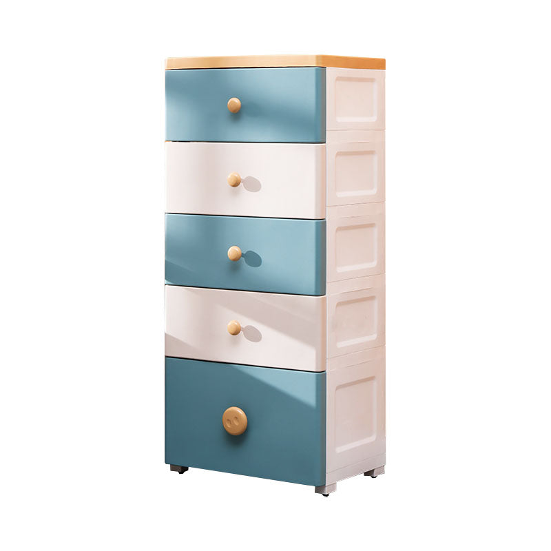 Scandinavian Nursery Dresser Plastic Kids Nightstand with 5 Drawers , 11.7 Inch W