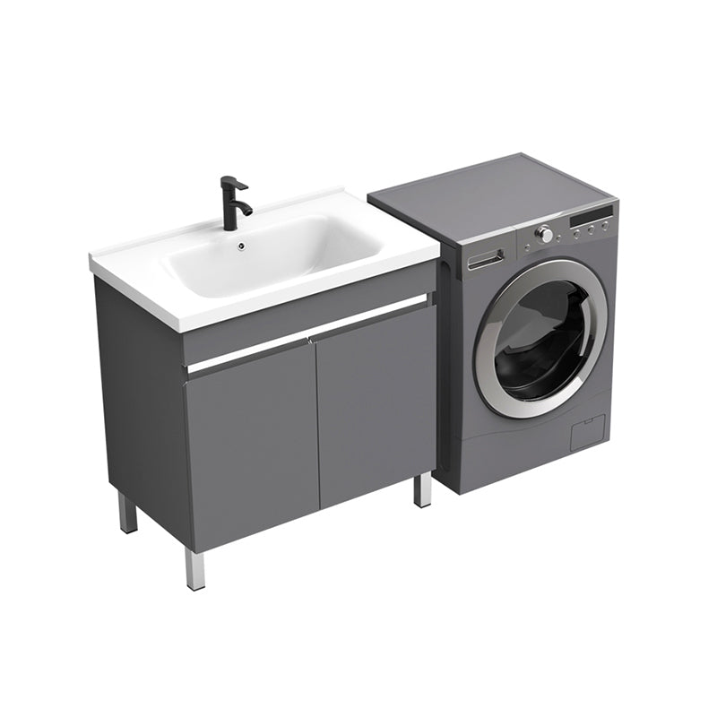 Gray Metal Vanity Sink Modern Free-standing Standard Space Saver Vanity
