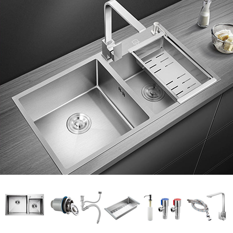 Stainless Steel Kitchen Sink Double Bowl Kitchen Sink with Rectangular Shape