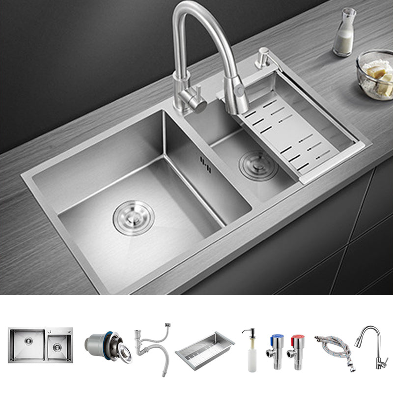 Stainless Steel Kitchen Sink Double Bowl Kitchen Sink with Rectangular Shape