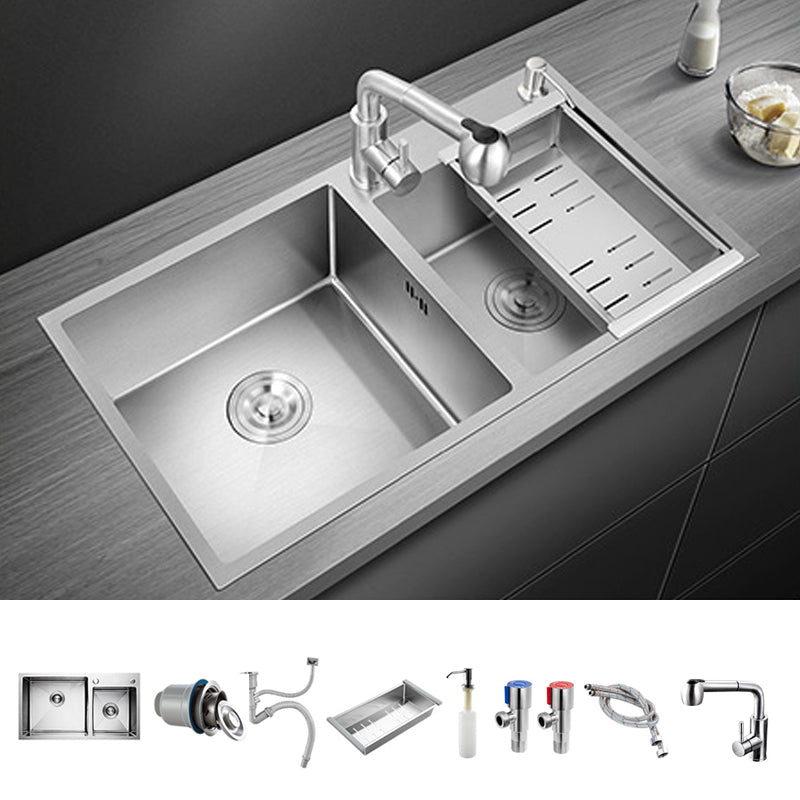 Stainless Steel Kitchen Sink Double Bowl Kitchen Sink with Rectangular Shape