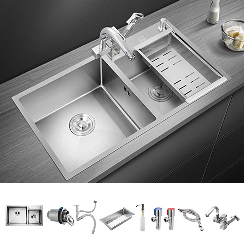 Stainless Steel Kitchen Sink Double Bowl Kitchen Sink with Rectangular Shape