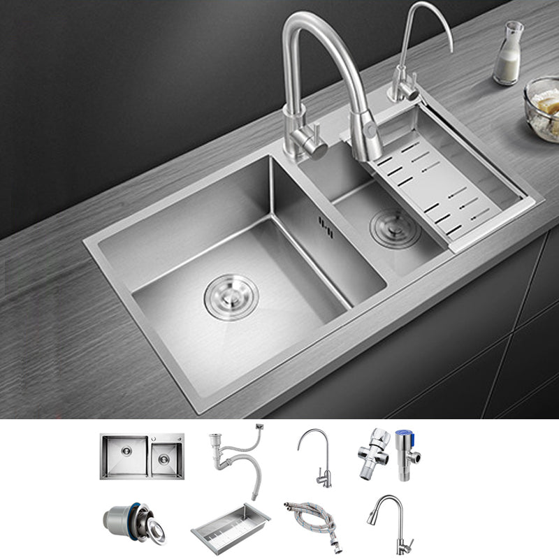 Stainless Steel Kitchen Sink Double Bowl Kitchen Sink with Rectangular Shape