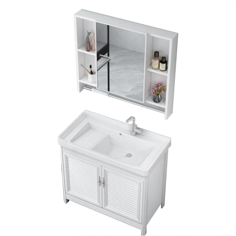 Bathroom Vanity Drawers Mirror Faucet Single Ceramic Sink Vanity