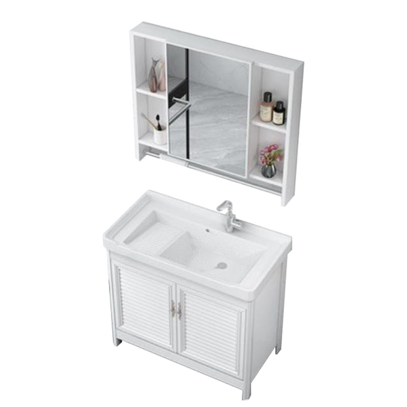 Bathroom Vanity Drawers Mirror Faucet Single Ceramic Sink Vanity