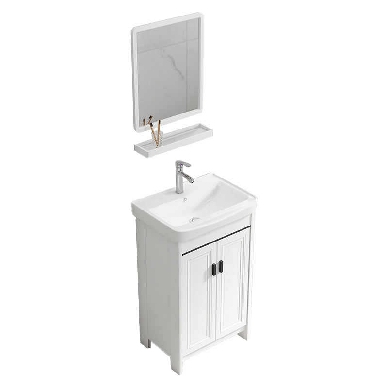 Bathroom Vanity Single Sink White Metal Frame Freestanding Bathroom Vanity with Door