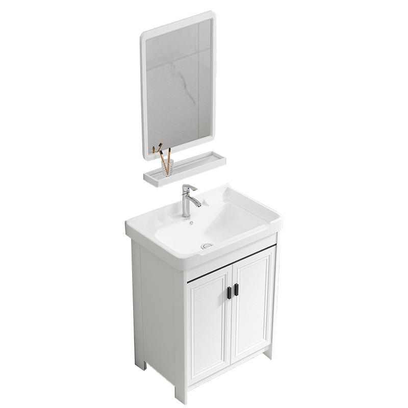 Bathroom Vanity Single Sink White Metal Frame Freestanding Bathroom Vanity with Door