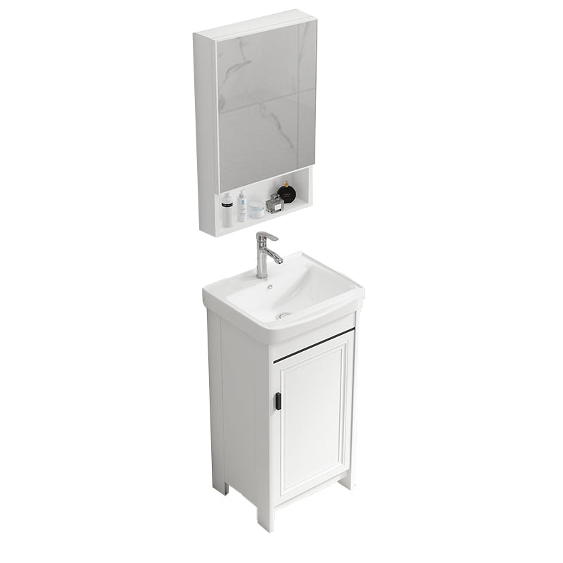 Bathroom Vanity Single Sink White Metal Frame Freestanding Bathroom Vanity with Door