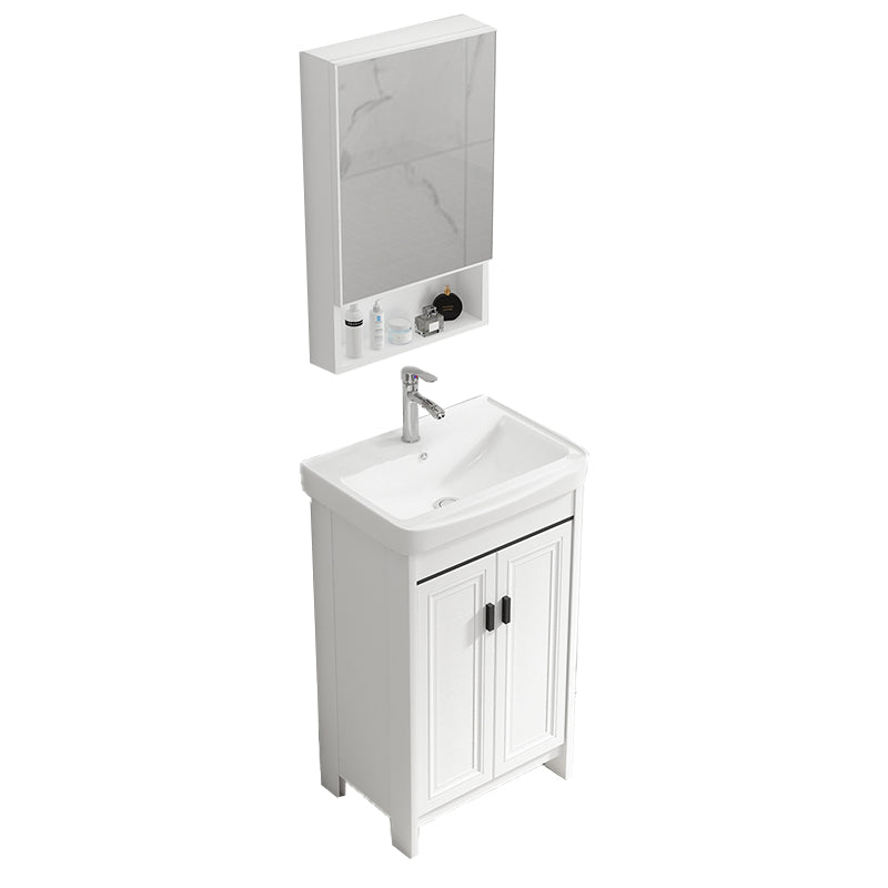 Bathroom Vanity Single Sink White Metal Frame Freestanding Bathroom Vanity with Door