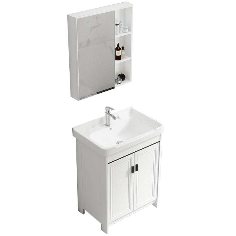 Bathroom Vanity Single Sink White Metal Frame Freestanding Bathroom Vanity with Door