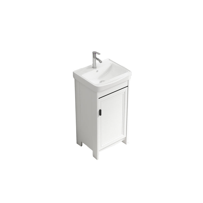 Bathroom Vanity Single Sink White Metal Frame Freestanding Bathroom Vanity with Door