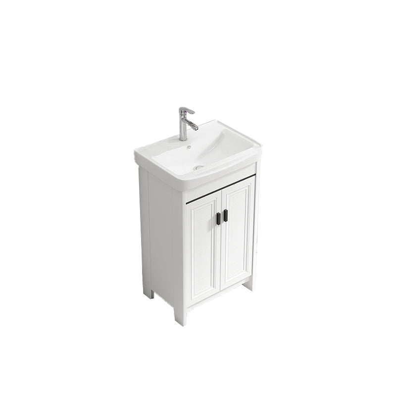 Bathroom Vanity Single Sink White Metal Frame Freestanding Bathroom Vanity with Door