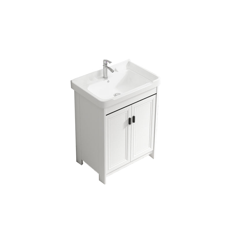 Bathroom Vanity Single Sink White Metal Frame Freestanding Bathroom Vanity with Door