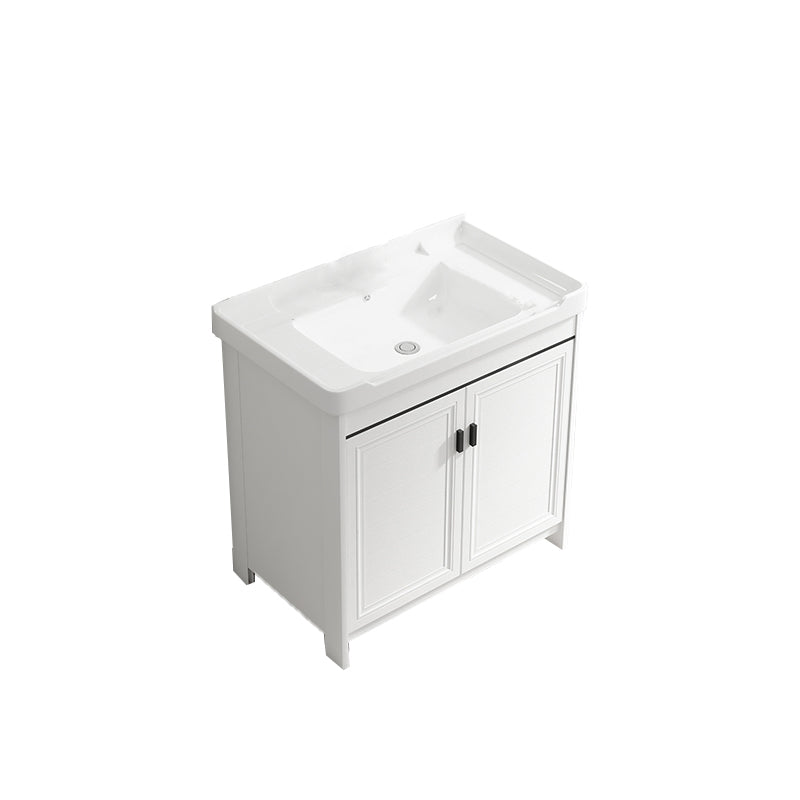 Bathroom Vanity Single Sink White Metal Frame Freestanding Bathroom Vanity with Door